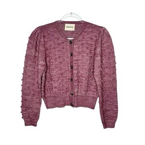 Misha & Puff | Adult Ellie Popcorn Cardigan in Antique Rose Merino Wool Large